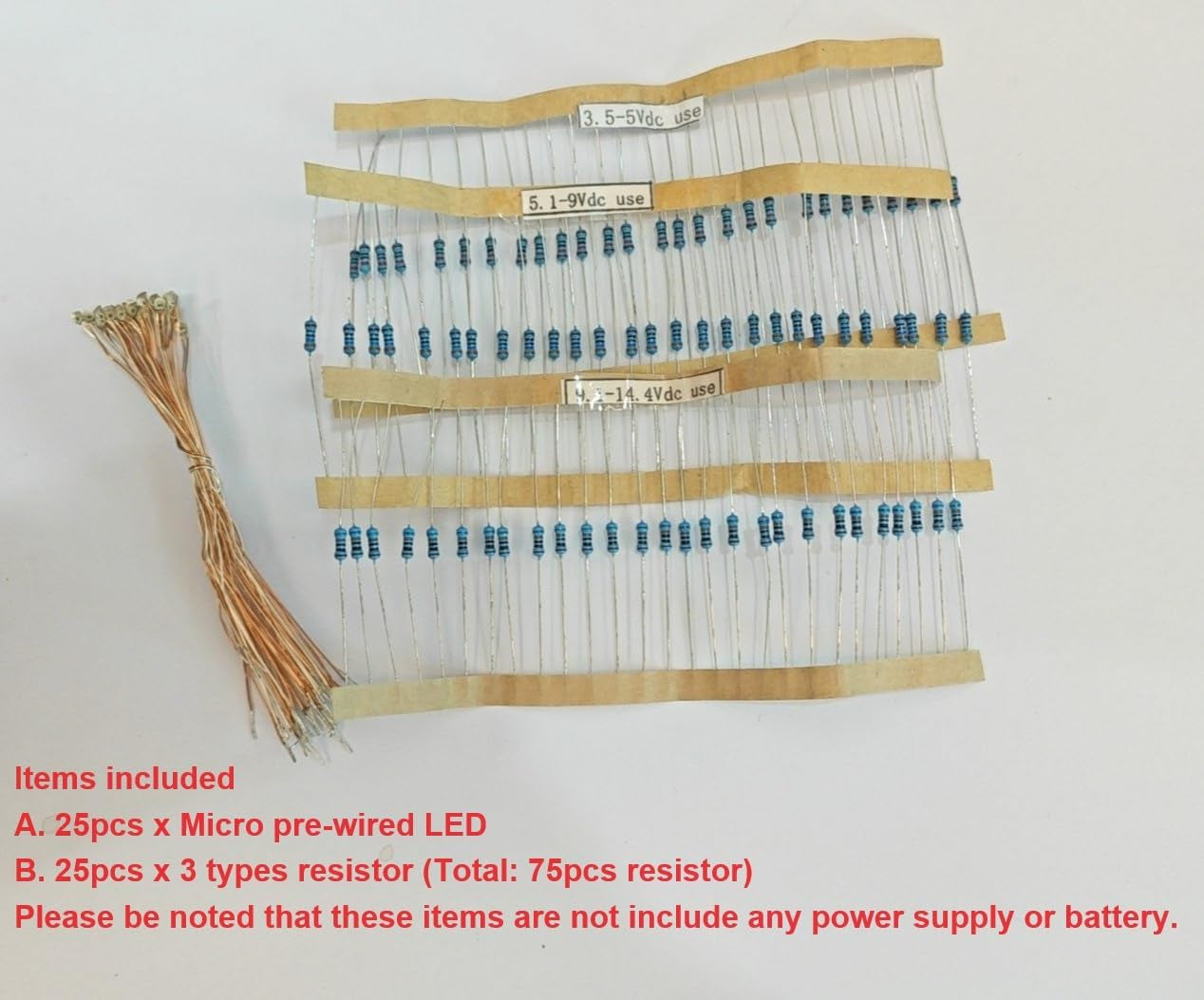 25Pcs Pre-Soldered Micro Litz Wired Leads Red SMD Led 0603 + Muti-Resistor New